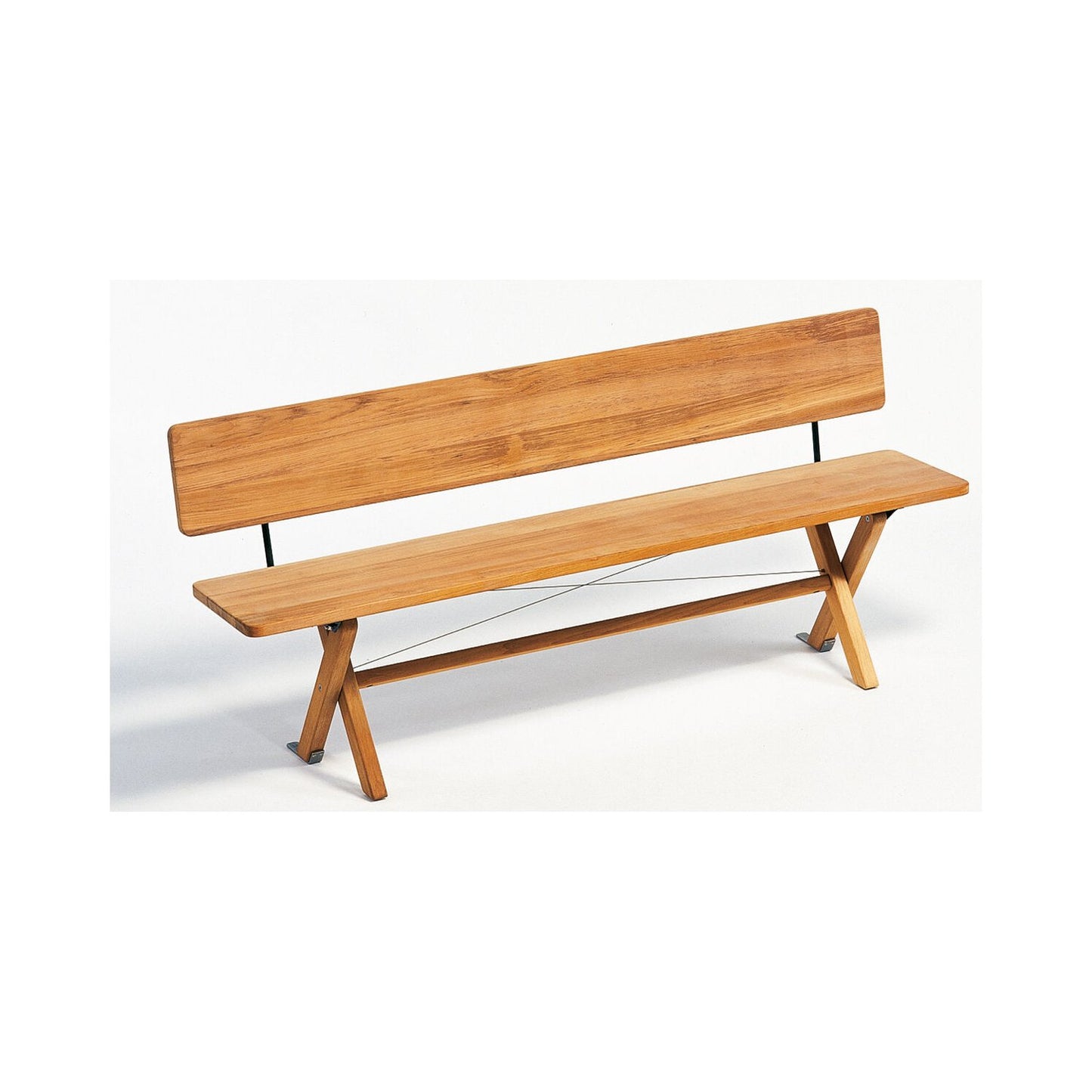 Cross Bank 140 cm Teak mit Rückenlehne