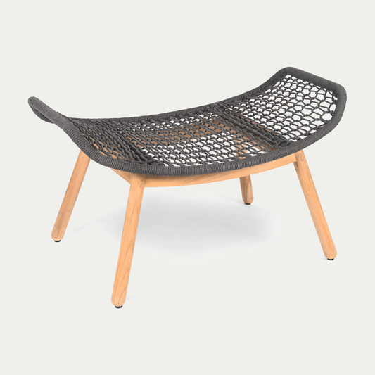 Wing light Hocker Untergestell Teak, fm-rope anthrazit