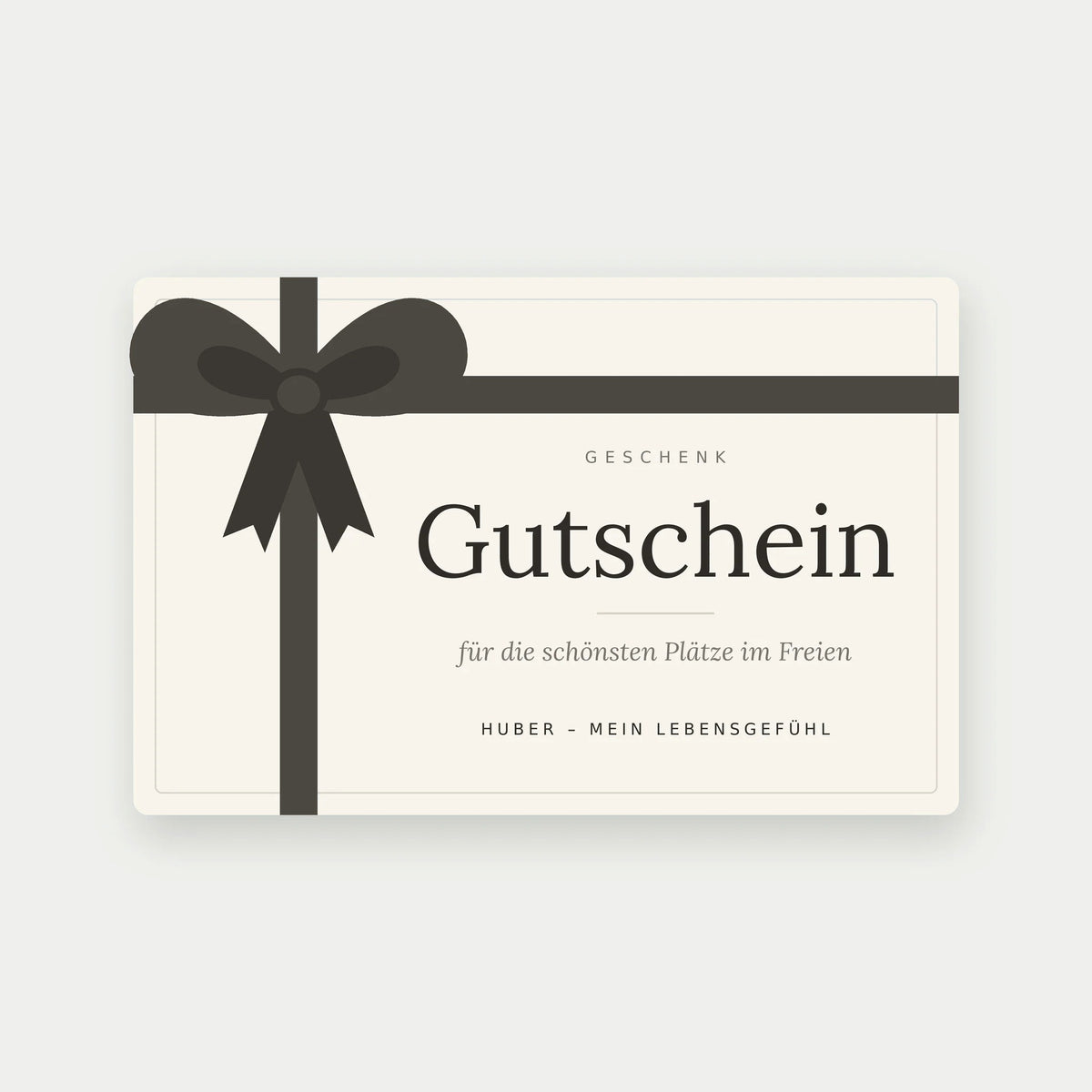 Digitaler Geschenkgutschein von Huber – mein Lebensgefühl, Karte mit Schleife