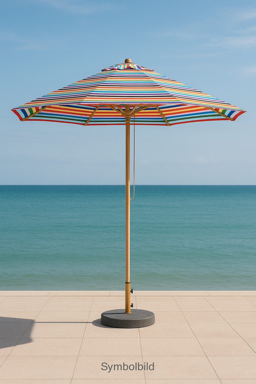 Klassischer Sonnenschirm Ø 300 cm in Multicolor mit Flaschenzug & Knick