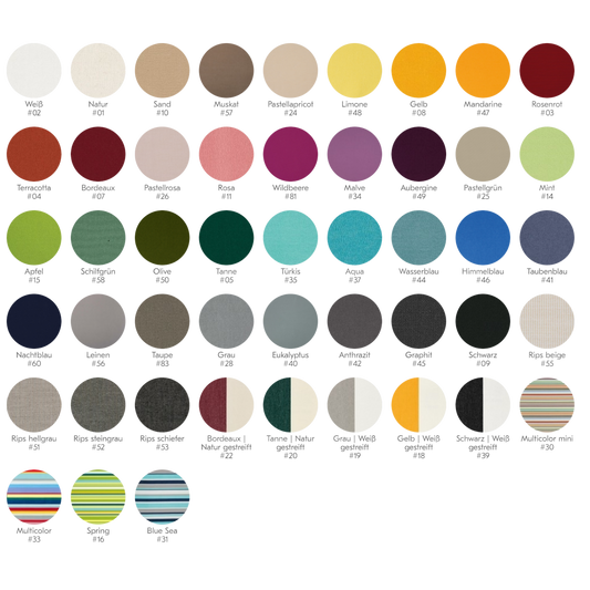 Weishäupl Acryl-Farbübersicht Sonnenschirme
