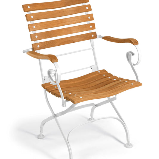 Weishäupl Classic Sessel Weiß mit geschwungener Belattung