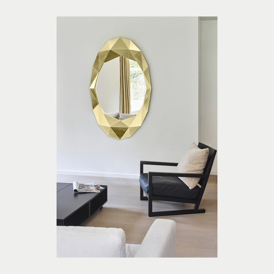 Designspiegel Precious Gold mit facettiertem vergoldetem Rahmen