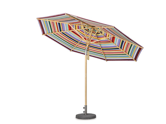 Klassischer Sonnenschirm Ø 300 cm in Multicolor mit Flaschenzug & Knick