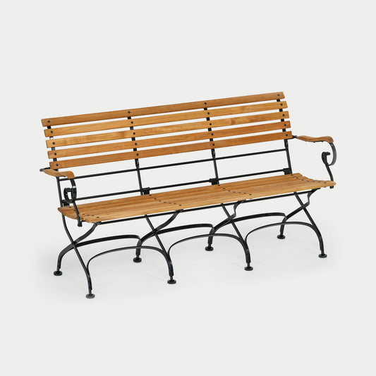 Weishäupl Classic Bank 3-Sitzer Dunkelgrün mit Teak – freigestellt