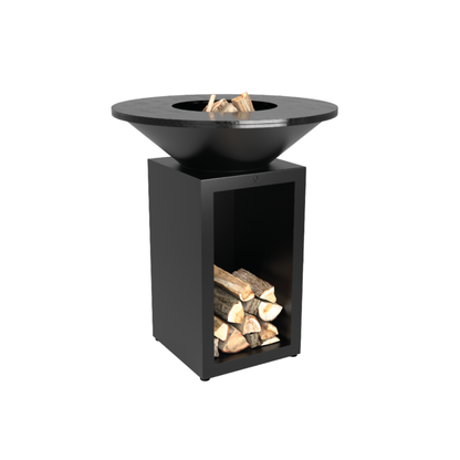 OFYR Classic Storage 85 – Outdoor Feuergrill mit integriertem Holzfach in Corten oder Schwarz