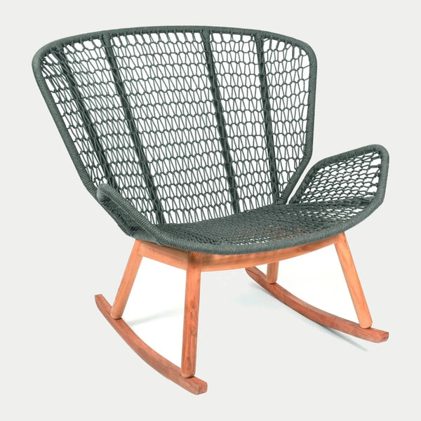 Wing light Relax Schaukelsessel mit Kufen aus Teakholz, fm-rope anthrazit