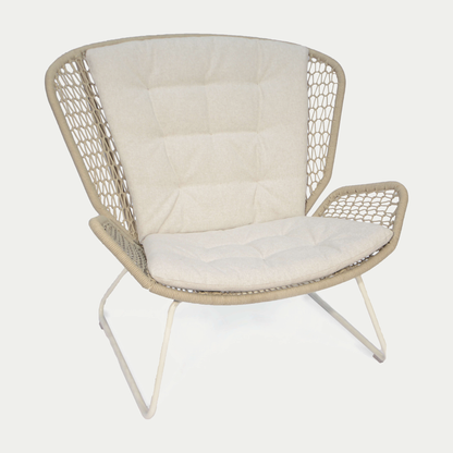 Wing light Relax Sessel Aluminium weiß, fm-rope hellgrau