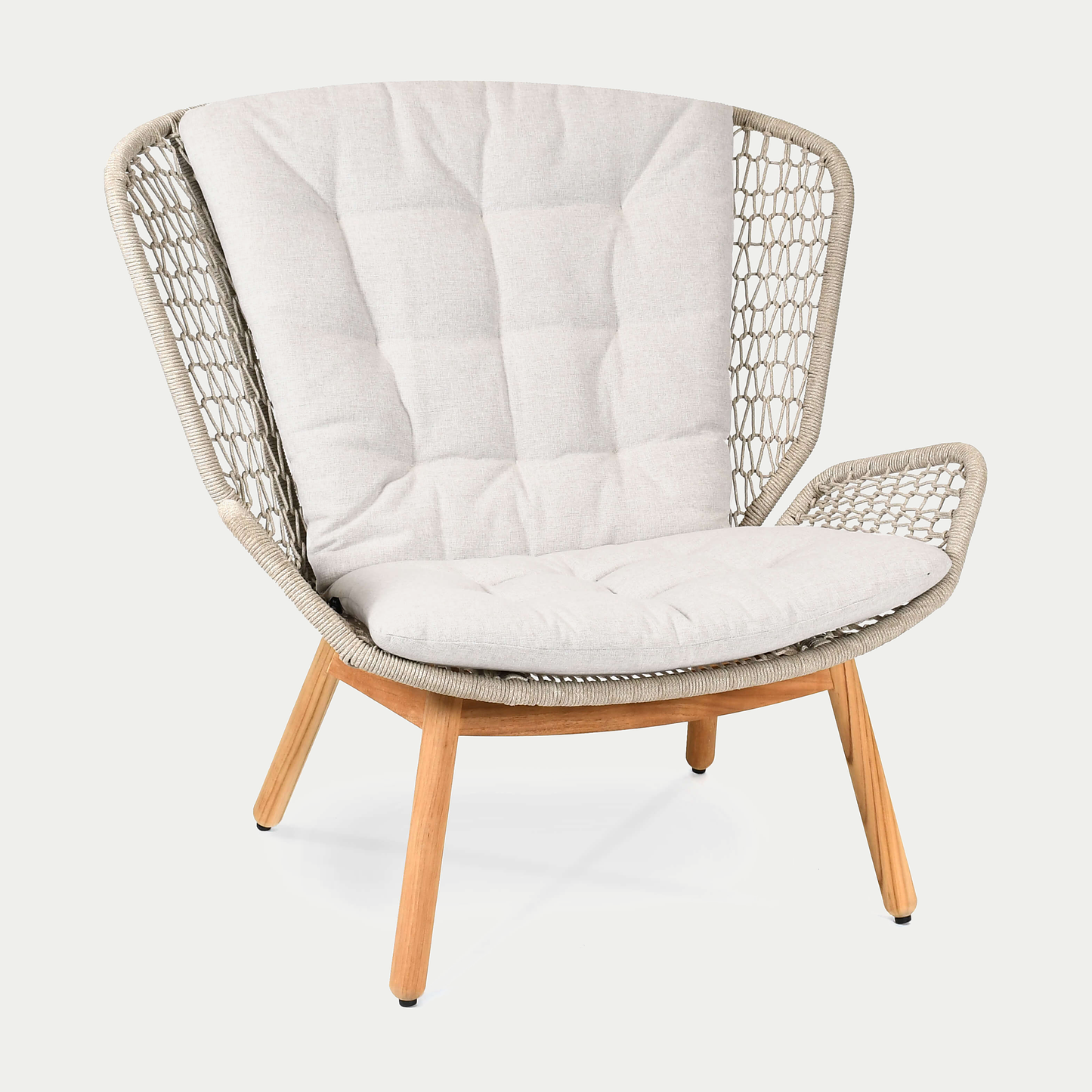 Wing light Relax Sessel Untergestell Teak, fm-rope hellgrau