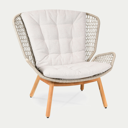 Wing light Relax Sessel Untergestell Teak, fm-rope hellgrau