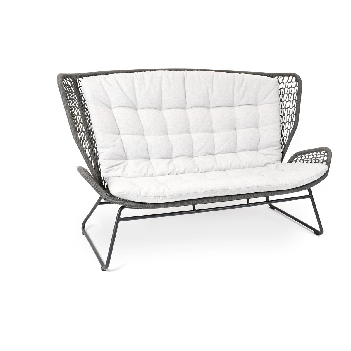 Wing light Relax Sofa Aluminium anthrazit, fm-rope anthrazit, Sitz- und Rückenkissen Pebble