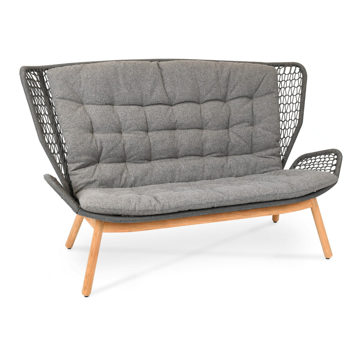Wing light Relax Sofa Untergestell Teak, fm-rope anthrazit, Sitz- und Rückenkissen Granite