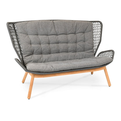 Wing light Relax Sofa Untergestell Teak, fm-rope anthrazit, Sitz- und Rückenkissen Granite