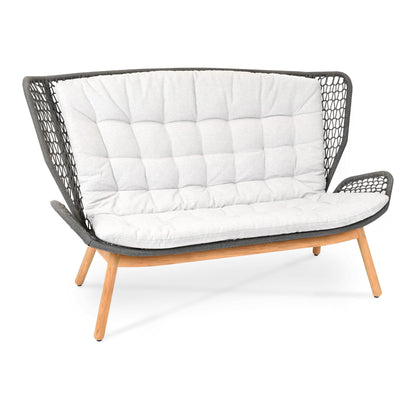 Wing light Relax Sofa Untergestell Teak, fm-rope anthrazit, Sitz- und Rückenkissen Pebble