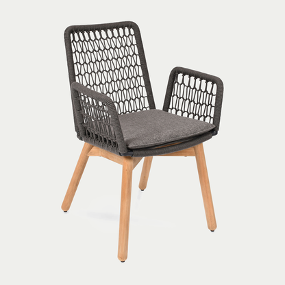 Wing light Sessel Untergestell Teak, fm-rope anthrazit
