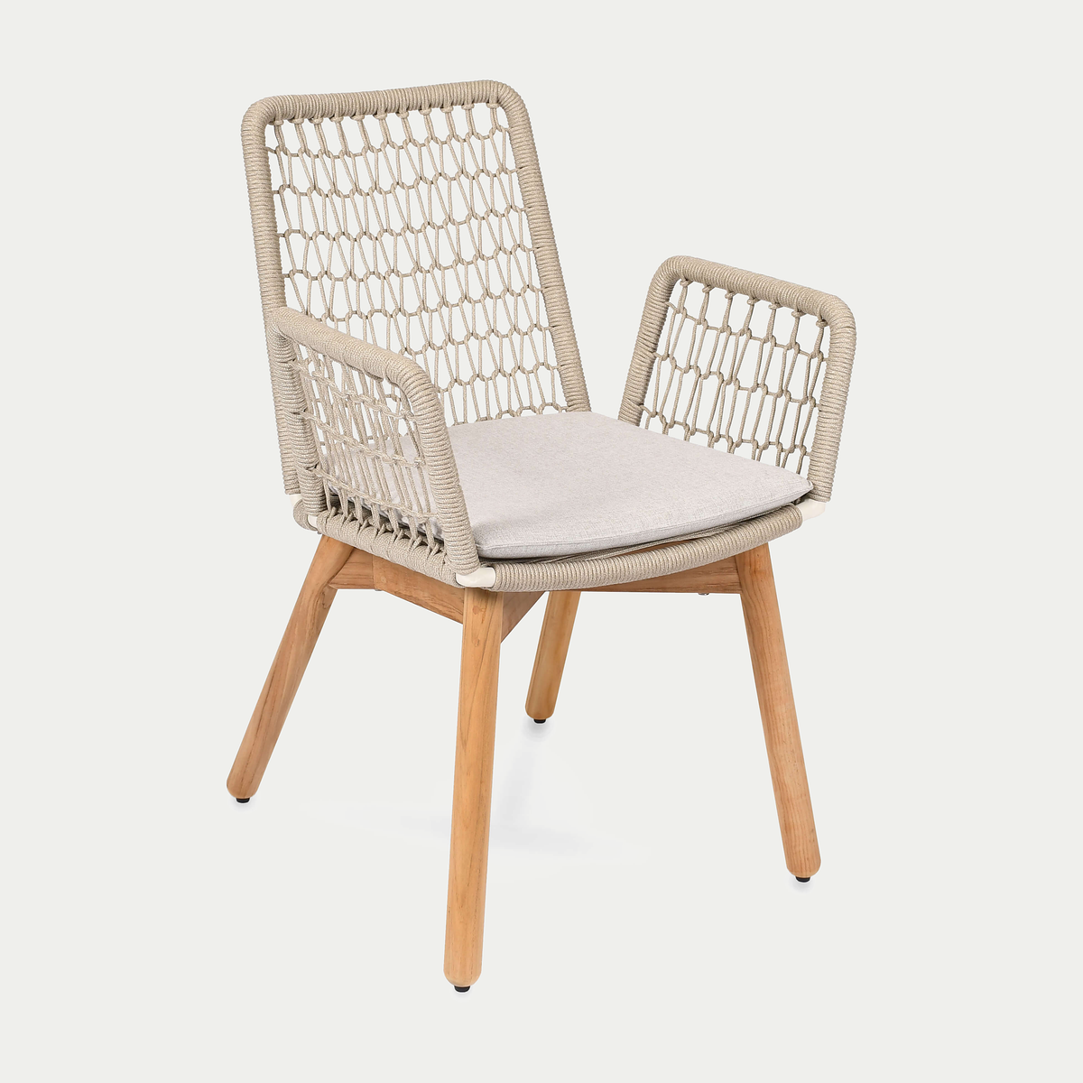 Wing light Sessel Untergestell Teak, fm-rope hellgrau