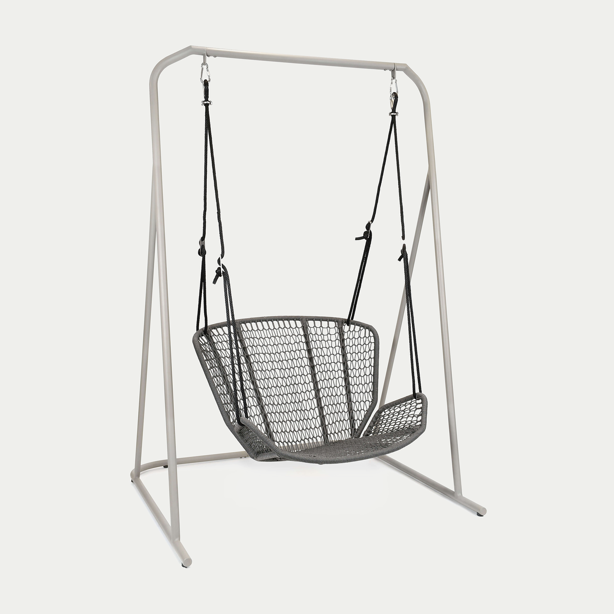 Wing light Relax Hängesessel mit Gestell Steingrau, fm-rope Anthrazit