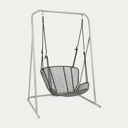 Wing light Relax Hängesessel mit Gestell Steingrau, fm-rope Anthrazit