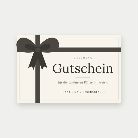 Digitaler Geschenkgutschein von Huber – mein Lebensgefühl, Karte mit Schleife