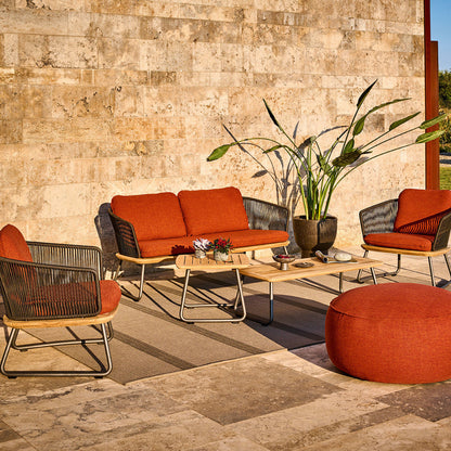 Maliha Lounge Hocker rund in Terra auf Teppich in Taupe