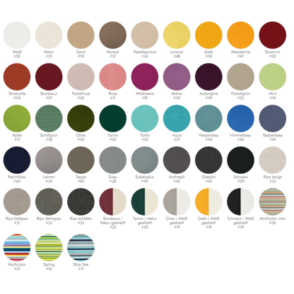 Weishäupl Acryl-Farbübersicht Sonnenschirme