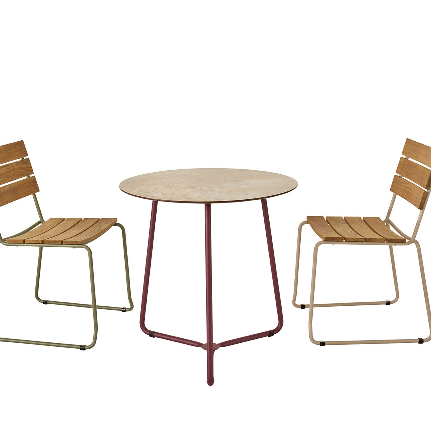 Weishäupl Balcony Sitzgruppe mit Bistrotisch in Beere und HPL Sand