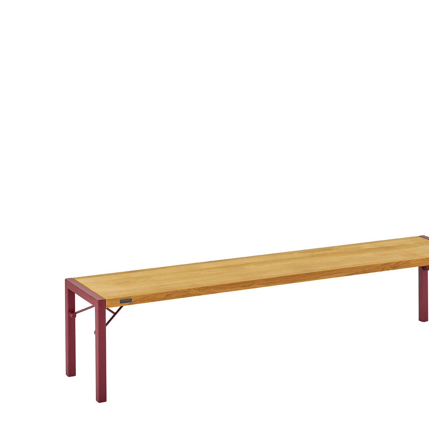 Weishäupl Flip Bank 200 cm in Beere mit Teak-Sitzfläche