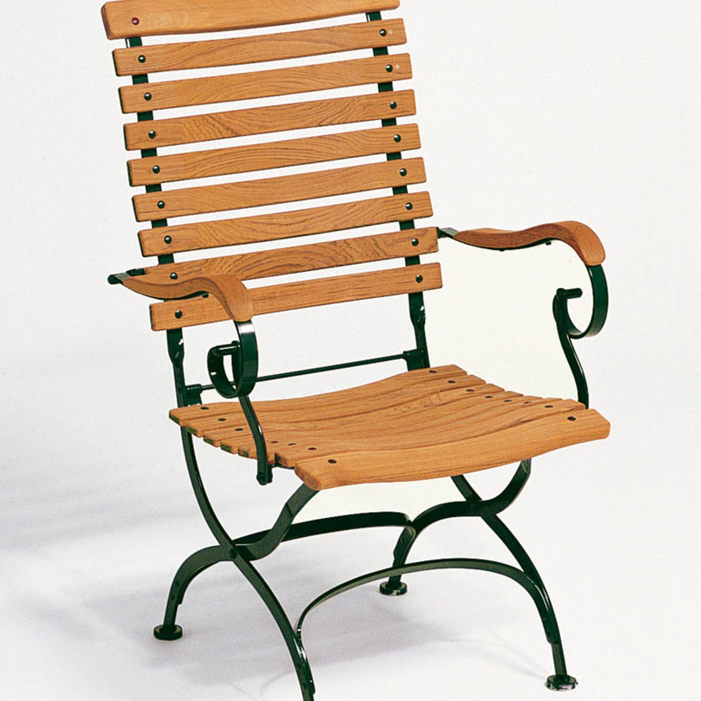Weishäupl Classic Hochlehner Dunkelgrün mit geschwungener Teak-Belattung