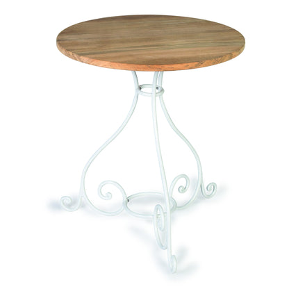 Weishäupl Classic Tisch Ø 65 cm mit Schmiedeeisen-Gestell in Weiß