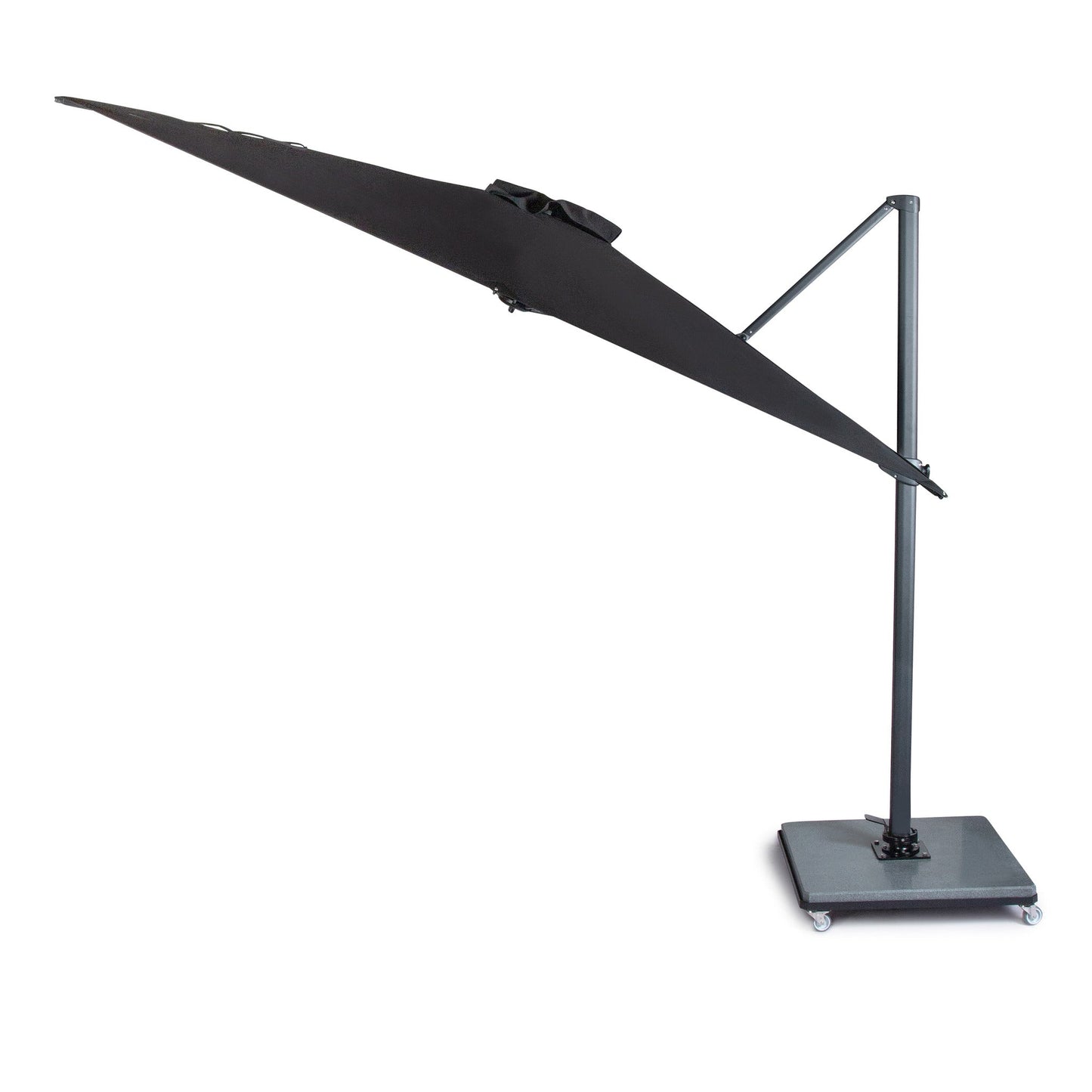 Rollständer Edelstahl schwarz unter dem Freiarmschirm 300 x 300 in Schwarz