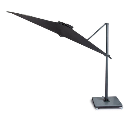 Rollständer Edelstahl schwarz unter dem Freiarmschirm 300 x 300 in Schwarz