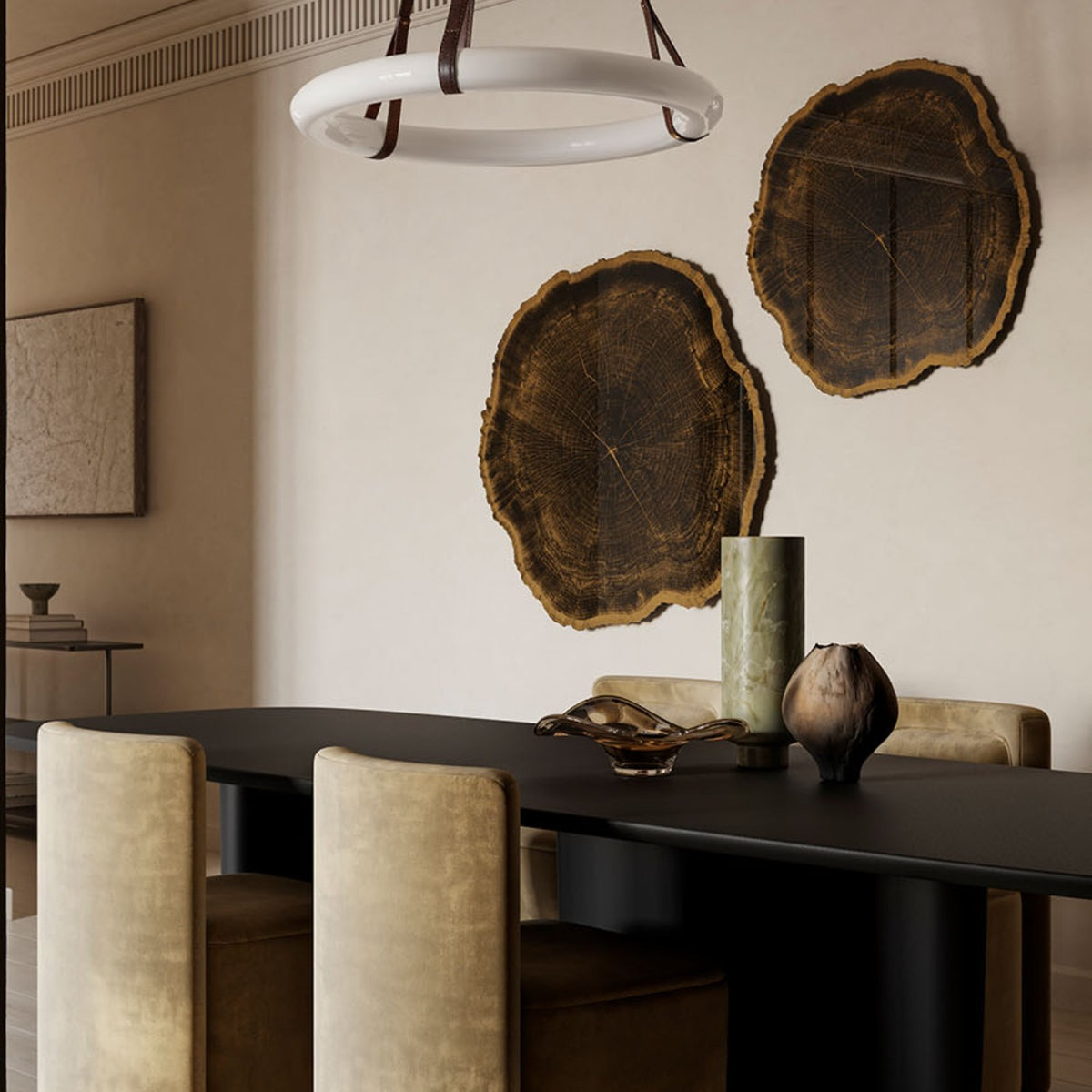 Designspiegel-Set Arbo Deco L und M an der Wand
