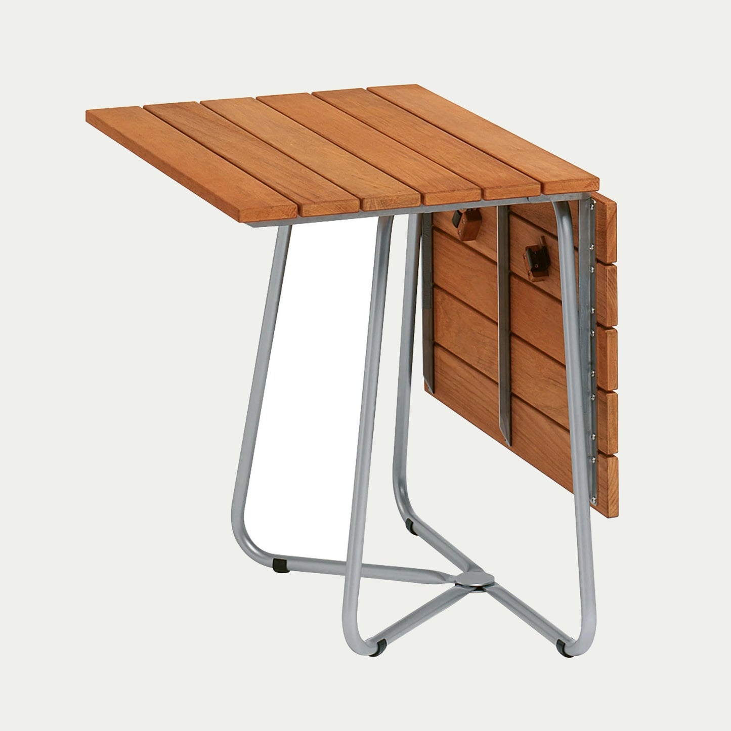 Weishäupl Balcony Klapptisch Edelstahl Teak halb geklappt freigestellt