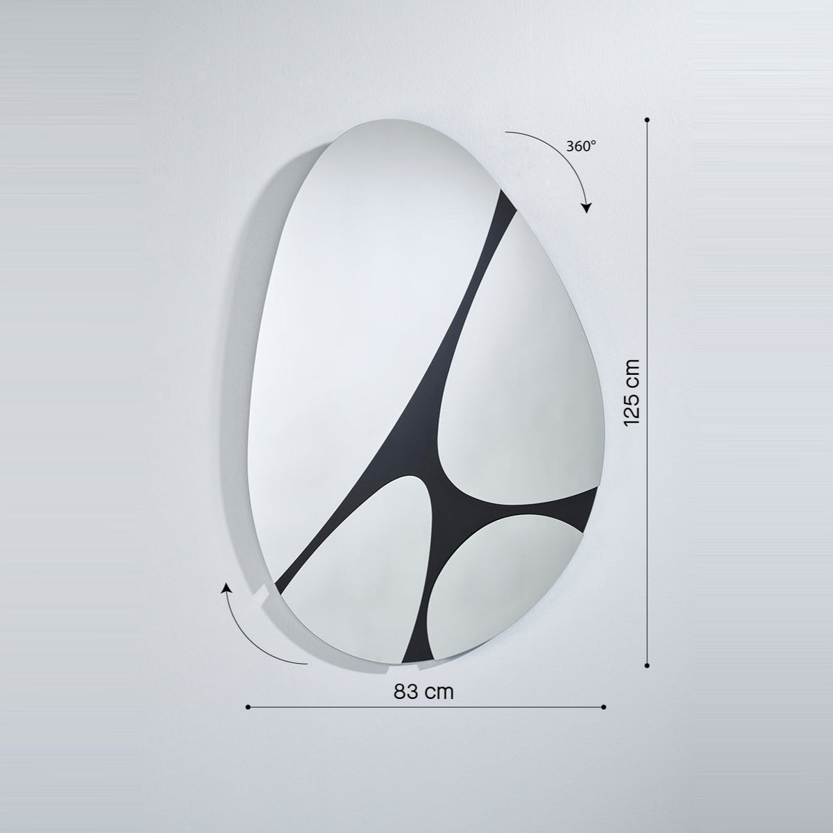 Designspiegel Pebbles Maßzeichnung