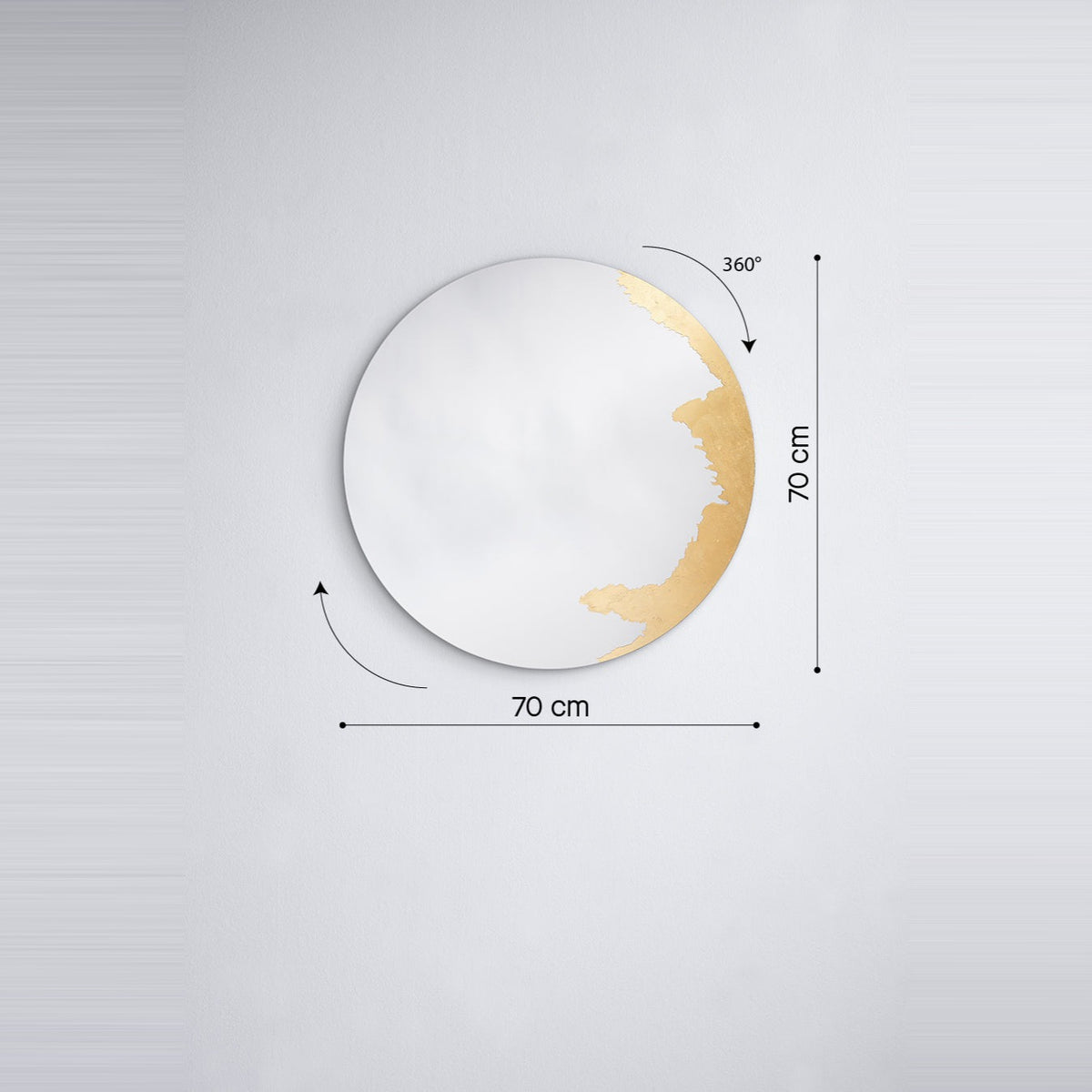 Designspiegel Ornato mit Blattgold Maßzeichnung