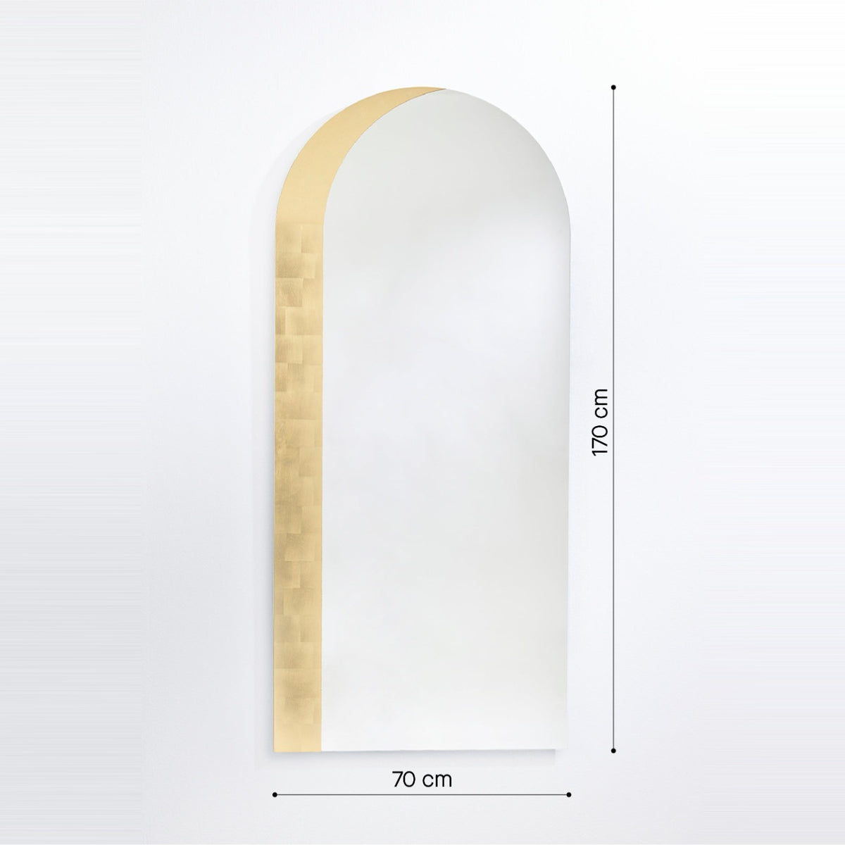 Designspiegel Gallery mit Blattgold Maßzeichnung