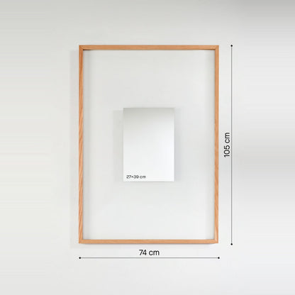 Designspiegel Passepartout mit Eichenrahmen Maßzeichnung