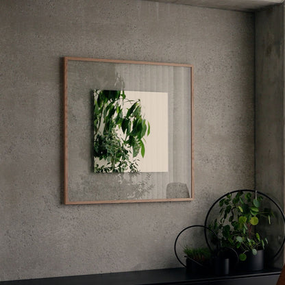 Designspiegel Passepartout mit Eichenrahmen im Wohnraum