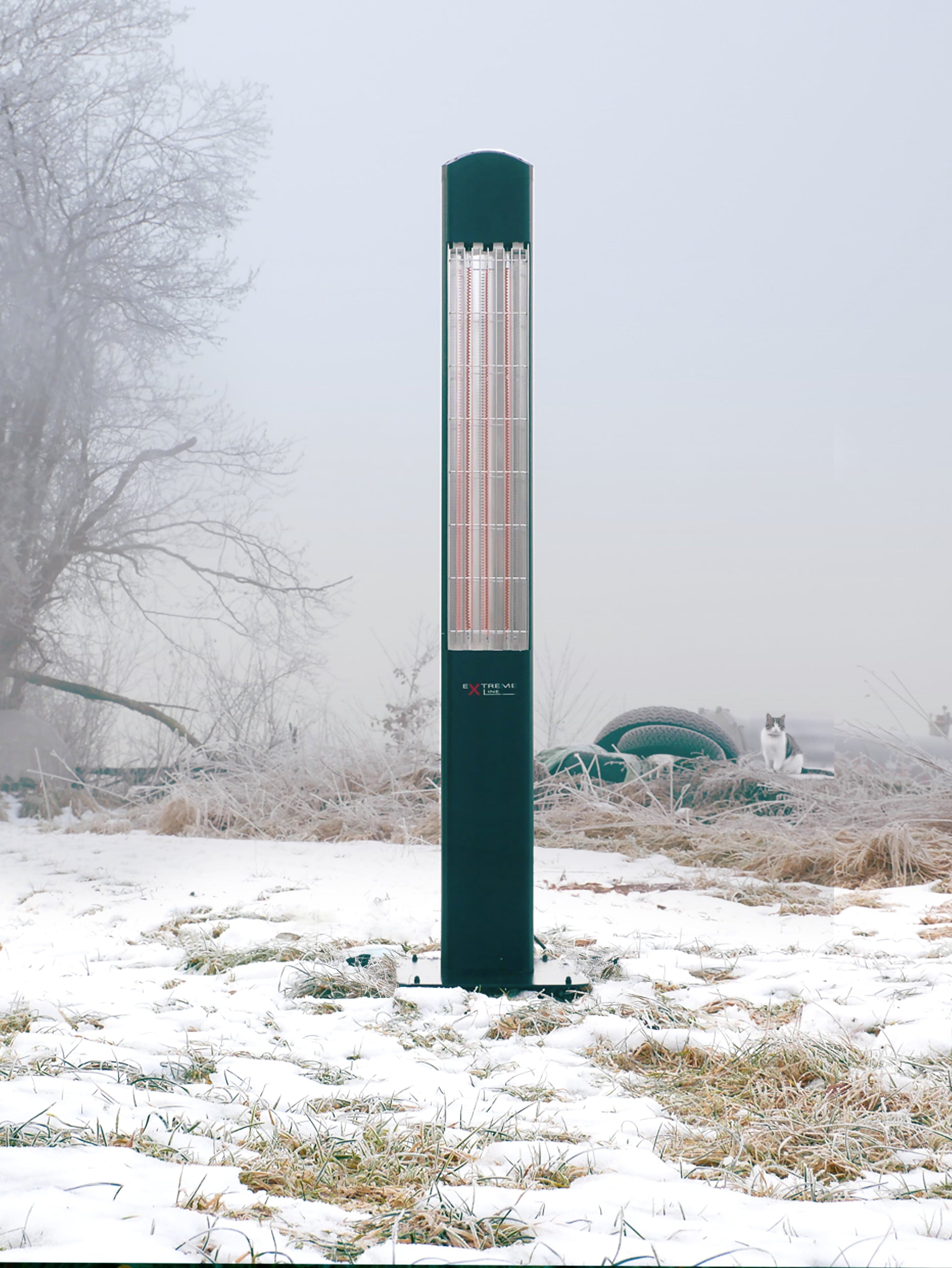 ExtremeLine HeatTower im Winter auf einer verschneiten Terrasse